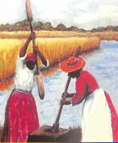 Painting of women working in a field, Gullah Geechee Heritage Project