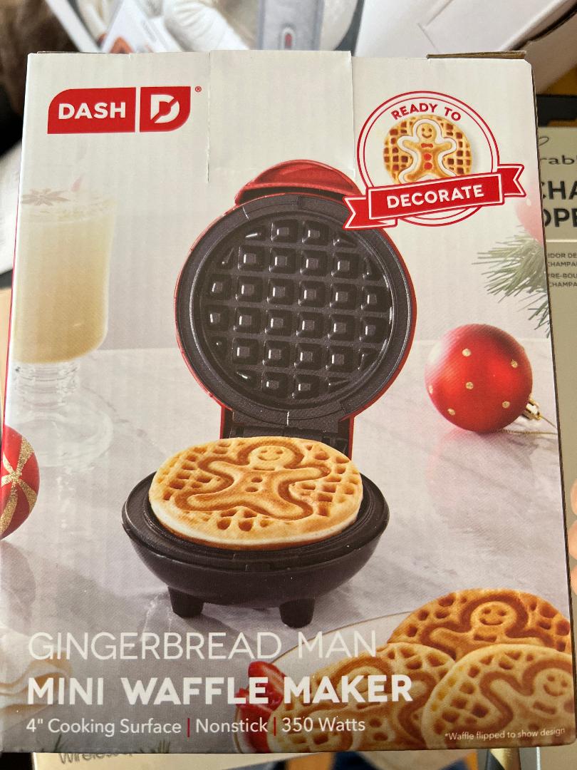 Dash Gingerbread Man Mini Waffle maker.  Everyone loves waffles.  Use this non-stick, 4 inch cooking surface to be a hit in the kitchen